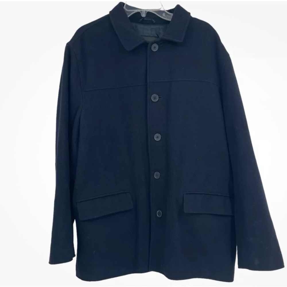 Express Men’s Wool Blend Peacoat Size Large Black 5 Button Front collared